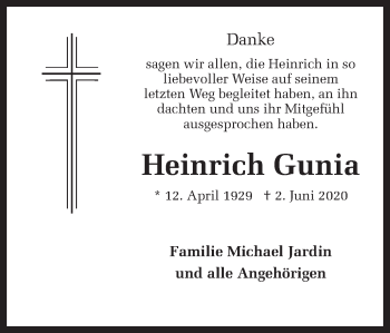 Traueranzeige von Heinrich Gunia von Ruhr Nachrichten