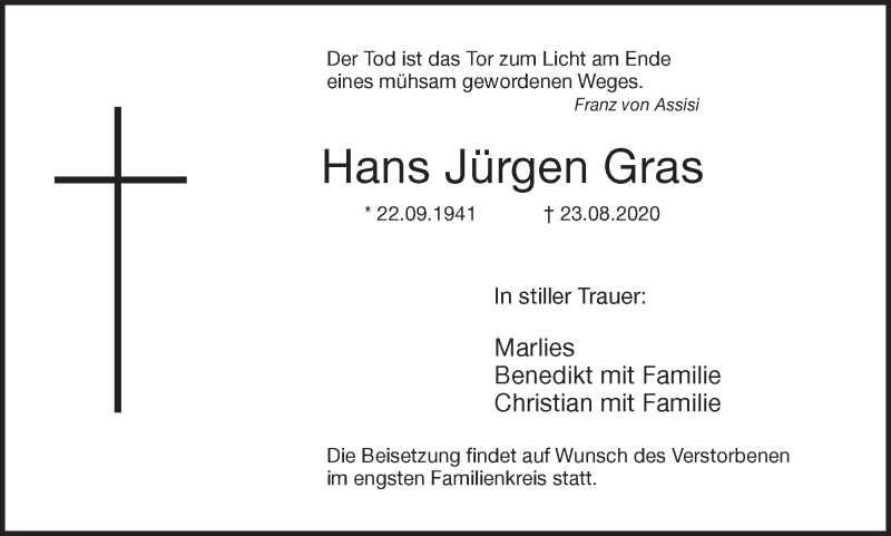 Traueranzeigen von Hans Jürgen Gras sich erinnern de