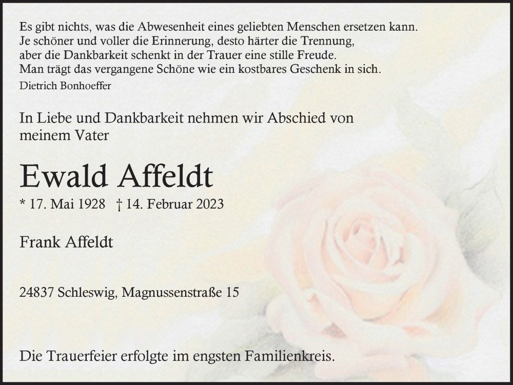  Traueranzeige für Ewald Affeldt vom 18.03.2023 aus Ruhr Nachrichten