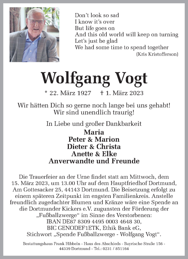 Traueranzeigen Von Wolfgang Vogt Sich Erinnern De