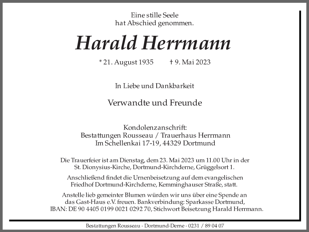 Traueranzeigen Von Harald Herrmann Sich Erinnern De