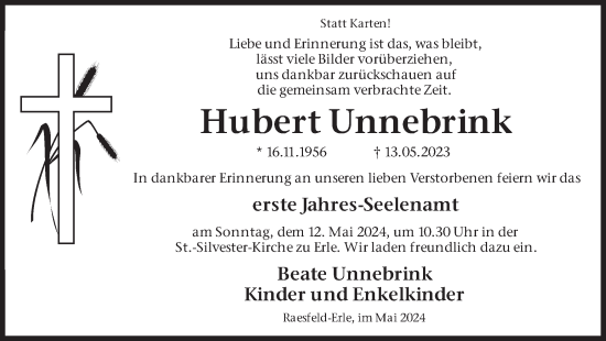 Traueranzeige von Hubert Unnebrink von Ruhr Nachrichten und Dorstener Zeitung