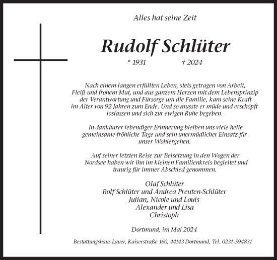 Traueranzeige von Rudolf Schlüter 