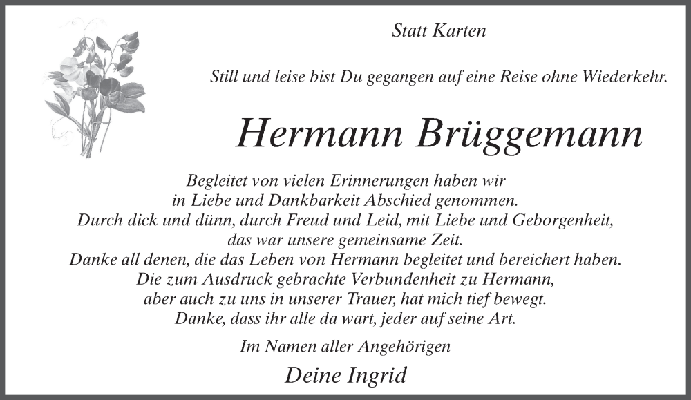 Traueranzeigen von Hermann Brüggemann sich erinnern de