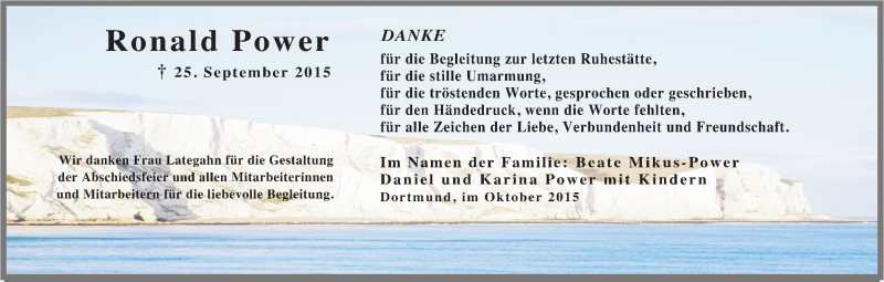  Traueranzeige für Ronald Power vom 31.10.2015 aus Ruhr Nachrichten