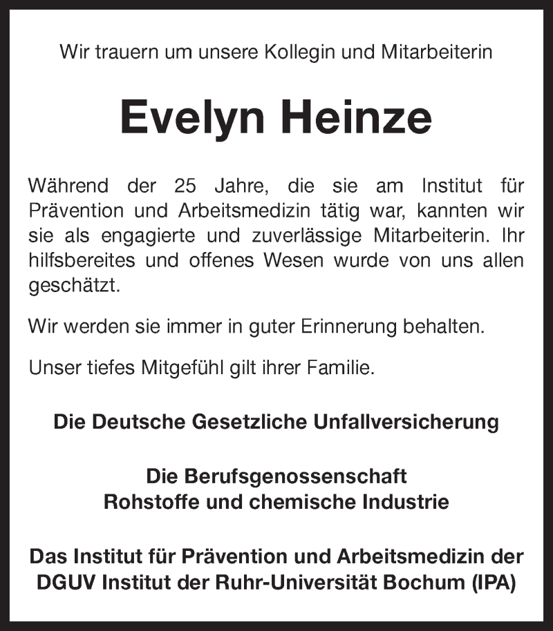 Traueranzeigen Von Evelyn Heinze Sich Erinnern De