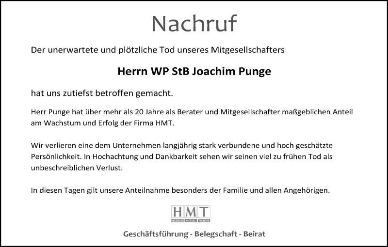  Traueranzeige für Joachim Punge vom 30.03.2019 aus Ruhr Nachrichten