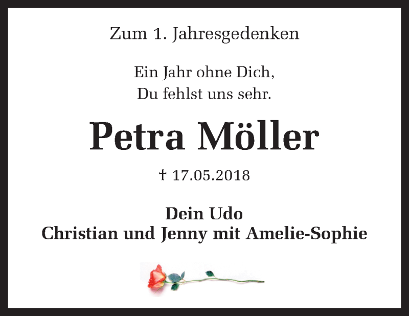  Traueranzeige für Petra Möller vom 17.05.2019 aus Ruhr Nachrichten