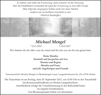 Traueranzeigen Von Michael Mengel Sich Erinnern De