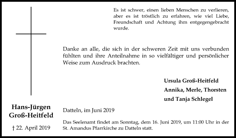 Traueranzeigen Von Hans J Rgen Gro Heitfeld Sich Erinnern De