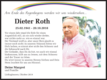 Traueranzeige von Dieter Roth von Ruhr Nachrichten