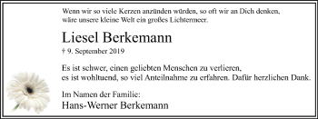 Traueranzeige von Liesel Berkemann von Hellweger Anzeiger