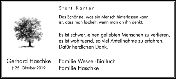 Traueranzeige von Gerhard Haschke von Hellweger Anzeiger