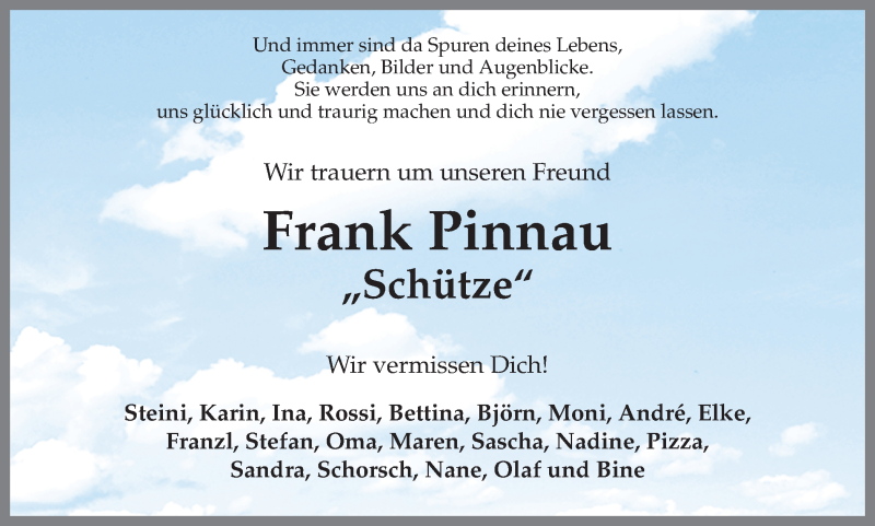  Traueranzeige für Frank Pinnau vom 24.07.2019 aus Ruhr Nachrichten