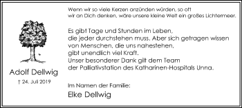 Traueranzeige von Adolf Dellwig von Hellweger Anzeiger