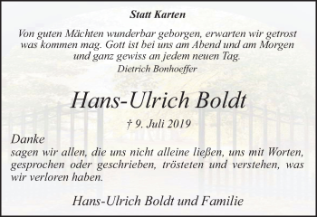 Traueranzeige von Hans-Ulrich Boldt von Hellweger Anzeiger