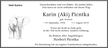 Traueranzeige von Karin  Pientka von Ruhr Nachrichten