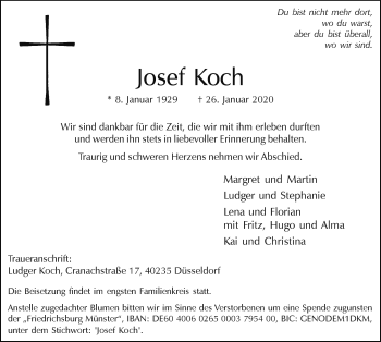 Traueranzeige von Josef Koch von Ruhr Nachrichten