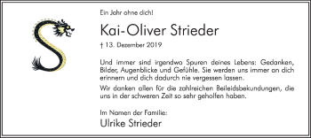 Traueranzeige von Kai-Oliver Strieder von Ruhr Nachrichten