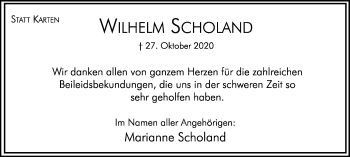 Traueranzeige von Wilhelm Scholand von Hellweger Anzeiger