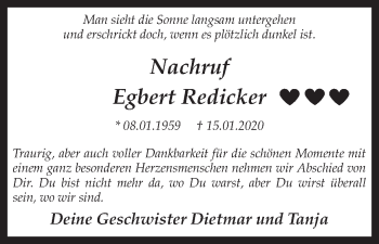 Traueranzeige von Egbert Redicker von Ruhr Nachrichten