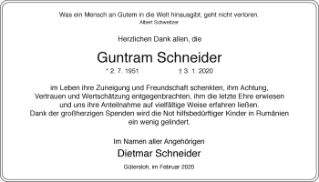 Traueranzeige von Guntram Schneider von Ruhr Nachrichten