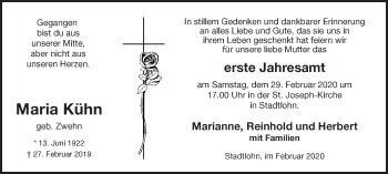 Traueranzeige von Maria Kühn von Münstersche Zeitung und Münsterland Zeitung