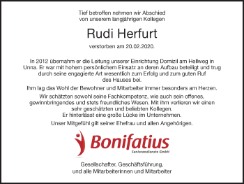 Traueranzeige von Rudi Herfurt von Hellweger Anzeiger
