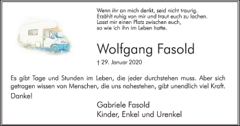 Traueranzeige von Wolfgang Fasold von Hellweger Anzeiger