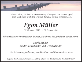Traueranzeige von Egon Müller von Ruhr Nachrichten