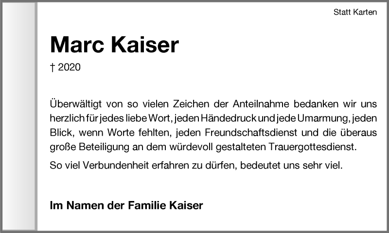  Traueranzeige für Marc Kaiser vom 21.03.2020 aus Ruhr Nachrichten