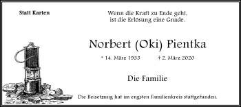 Traueranzeige von Norbert  Pientka von Ruhr Nachrichten