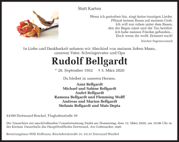 Traueranzeige von Rudolf Bellgardt von Ruhr Nachrichten