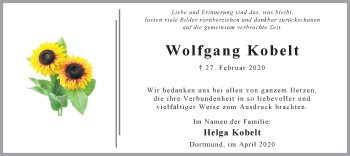 Traueranzeige von Wolfgang Kobelt von Ruhr Nachrichten