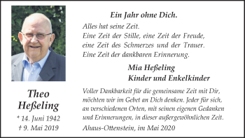 Traueranzeige von Theo Heßeling von Münstersche Zeitung und Münsterland Zeitung