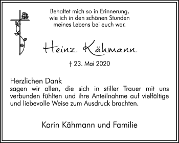 Traueranzeige von Heinz Kähmann von Hellweger Anzeiger