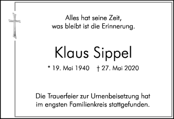 Traueranzeige von Klaus Sippel von Hellweger Anzeiger