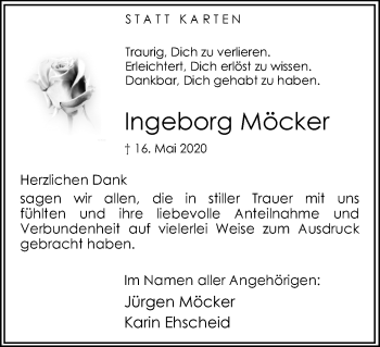 Traueranzeige von Ingeborg Möcker