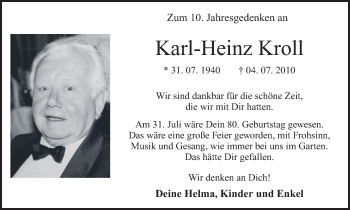 Traueranzeige von Karl-Heinz Kroll von Hellweger Anzeiger