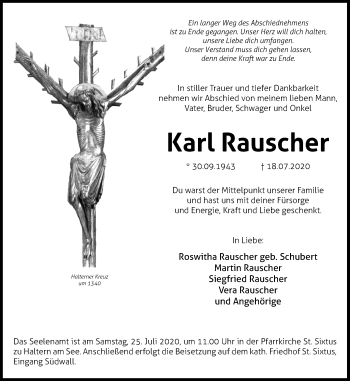 Traueranzeigen von Karl Rauscher | sich-erinnern.de