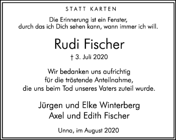 Traueranzeige von Rudi Fischer