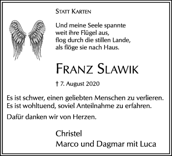 Traueranzeige von Franz Slawik