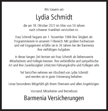 Traueranzeige von Lydia Schmidt von Hellweger Anzeiger