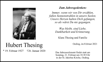 Traueranzeige von Hubert Thesing von Münstersche Zeitung und Münsterland Zeitung