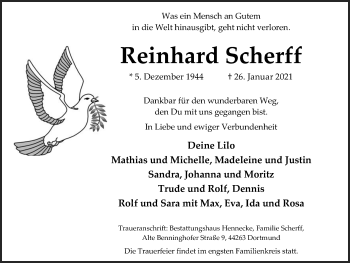 Traueranzeige von Reinhard Scherff 