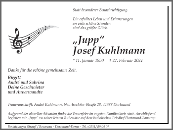 Traueranzeige von Josef Kuhlmann 