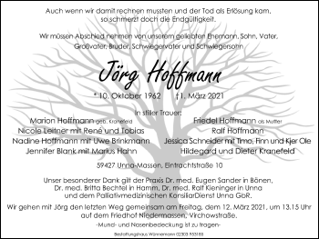 Traueranzeige von Jörg Hoffmann von Hellweger Anzeiger