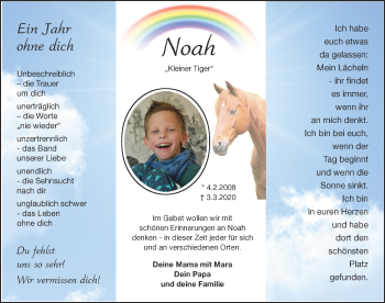 Traueranzeige von Noah Nienhaus von Münstersche Zeitung und Münsterland Zeitung