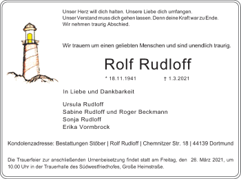 Traueranzeige von Rolf Rudloff 
