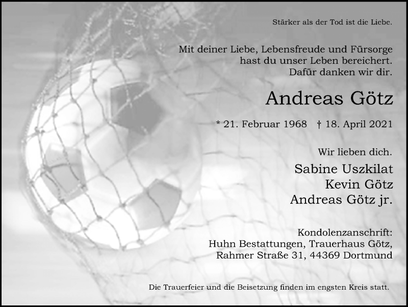  Traueranzeige für Andreas Götz vom 24.04.2021 aus 